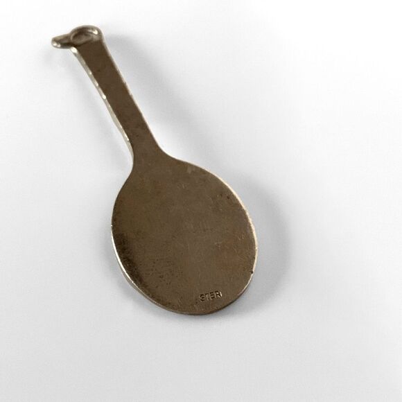 Vintage Sterling Silver Tennis Racket Pendant Charm - Picture 4 of 4